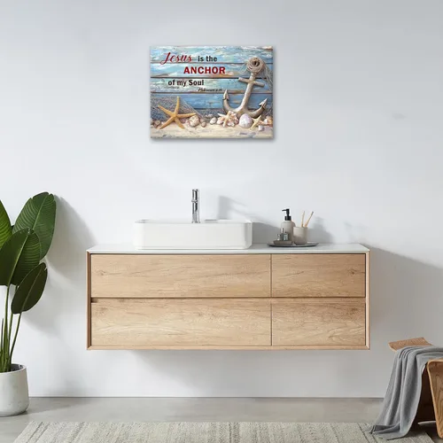 Vista 5 de Arte de pared de ancla náutica, lienzo motivacional de concha de estrella de mar, decoración de pared, citas inspiradoras, cuadros enmarcados, obra