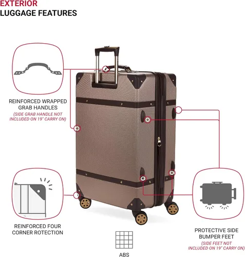Vista 5 de SwissGear 7739 - Maletero, equipaje giratorio rígido, Rosa (Blush), 7739 Maletero rígido con ruedas giratorias