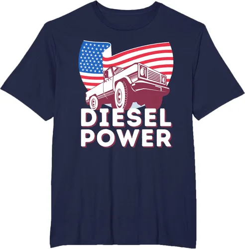 Vista 35 de Diesel Power American Flag - Camiseta de camioneta de mecánico diésel, Negro, S