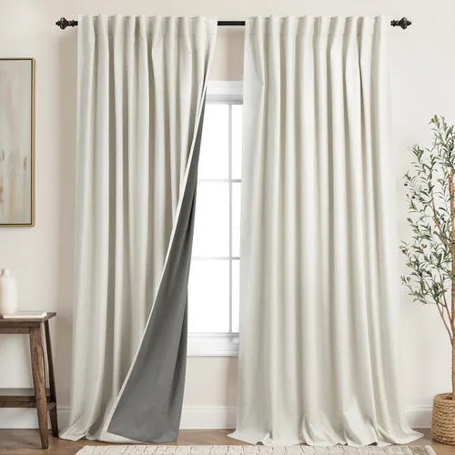 Vista 96 de KOUFALL - Cortinas de medio estilo francés de lino para ventana, juego de 2 cortinas cortas de 40 pulgadas de longitud, para privacidad, cortinas