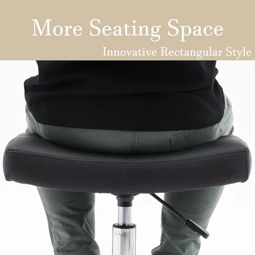 Vista 3 de Taburete con ruedas ajustable con asiento extra ancho, ruedas de goma bloqueables y reposapiés, silla giratoria para cocina, laboratorio, oficina