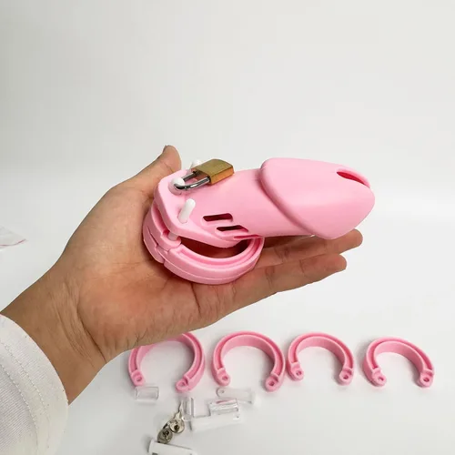 Vista 4 de Jaula de silicona para pene, dispositivo de castidad para ejercicio de pene masculino (negro, A122)