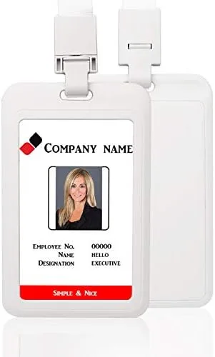 Vista 11 de Estuche protector de plástico vertical negro duro con ventana transparente con cordón desmontable para tarjetas de identificación de oficina