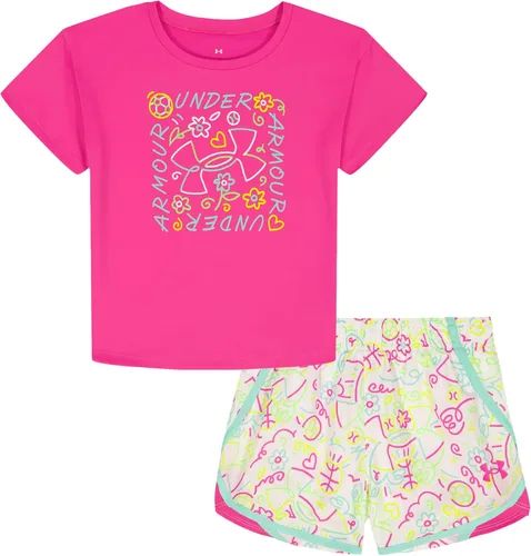 Vista 55 de Under Armour Conjunto de camiseta y pantalones cortos de manga corta de 2 piezas para niña Soft Fabric for Everyday Comfort, Breathable, Lightweight