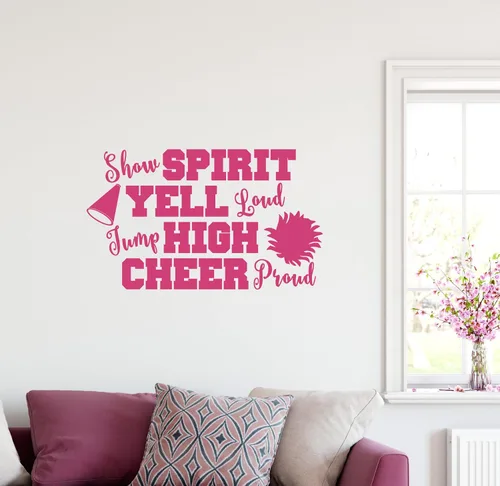 Vista 9 de 38"x24" Show Espíritu Yell Loud Jump alta Cheer orgullosos pompones animadora del megáfono calcomanía decorativo para pared arte mural decoración
