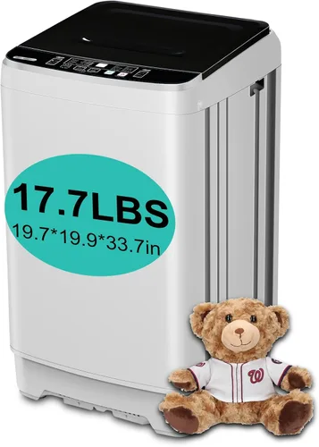 Vista 9 de Lavadora completamente automática de 17.7 libras, pequeña, compacta, portátil, programa de 10 lavados y 8 niveles de agua, lavadora compacta