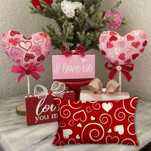 Vista 5 de Fundas de almohada para el día de San Valentín de 12 x 20 pulgadas, regalos de cumpleaños, diseño de amor, decoración de casa de campo al aire libre
