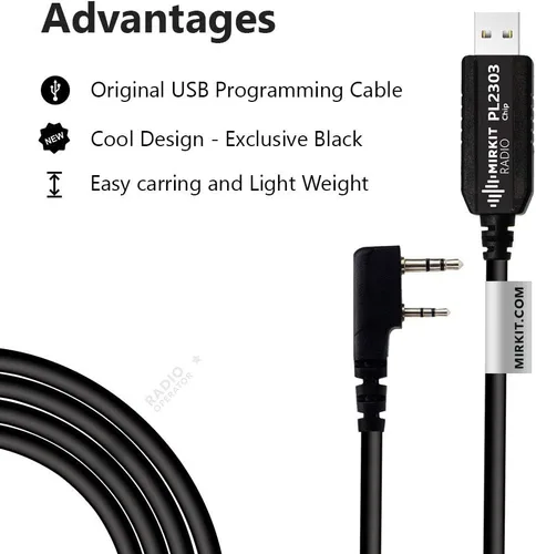 Vista 4 de MIRKIT Cable de programación USB modelo básico PL2303 Chip para radios portátiles Baofeng de dos vías: UV-5R, 5RA, 5R Plus, 5RE, bf F8HP, UV3R Plus