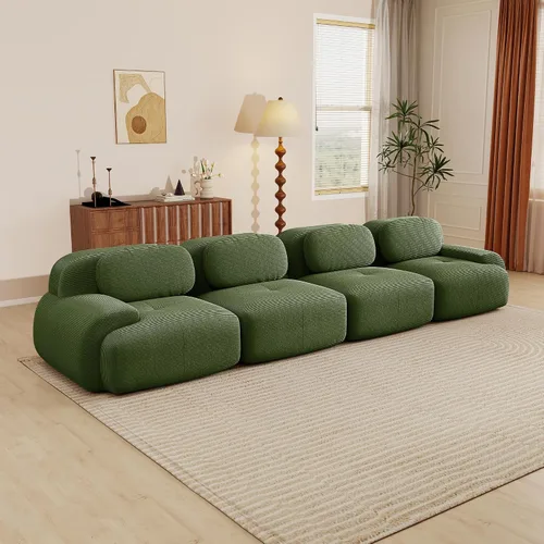 Vista 116 de Sofás seccional modular de 80" sin huesos modernos para sala de estar, juego de sofás comprimidos de 2 plazas con asiento profundo, sin necesidad