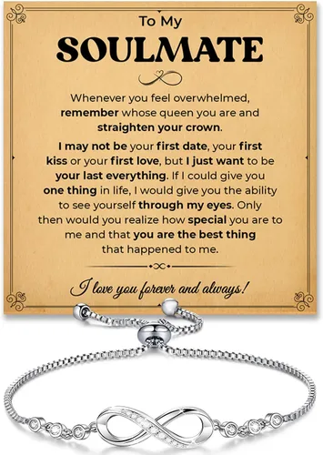 Vista 6 de Pulsera Para Mi Alma Gemela, pulsera de alma gemela para mujeres, regalo de joyería de alma gemela de novio, marido, amigo con tarjeta de mensaje
