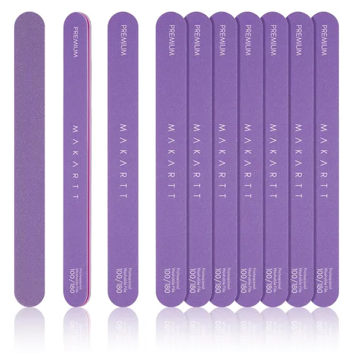 Vista 13 de Makartt Lima de uñas, tablas de esmeril de grano 100/180 para uñas, kit profesional de limas de doble cara lavables para lima de uñas media y suave