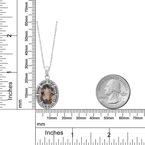 Vista 8 de Gem Stone King Collar con halo de dos filas de 5 a 10 quilates con piedra natal ovalada de 0.55 x 0.39 pulgadas en plata de ley 925 Collar