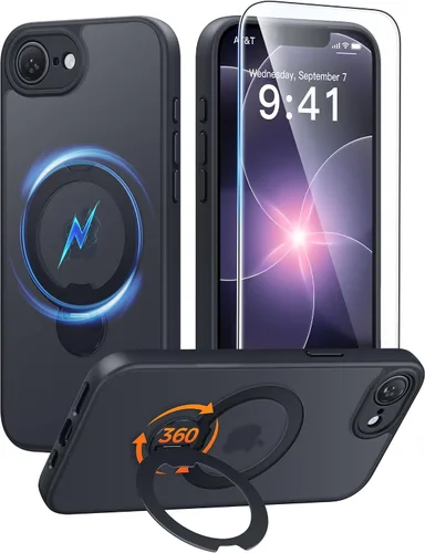 Vista 78 de FNTCASE Funda para Samsung Galaxy Z Flip 8 con soporte magnético giratorio de 360 grados, color negro Compatible con MagSafe, protección completa
