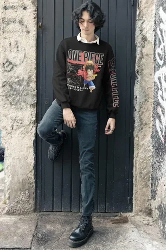 Vista 3 de Ripple Junction One Piece Monkey D. Luffy Collage - Sudadera de anime para adultos, con licencia