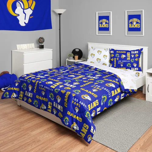 Vista 48 de FOCO Juego de ropa de cama unisex para adultos con logotipo del equipo de la NFL, sábanas y fundas de almohada, juego de ropa de cama de 5 piezas