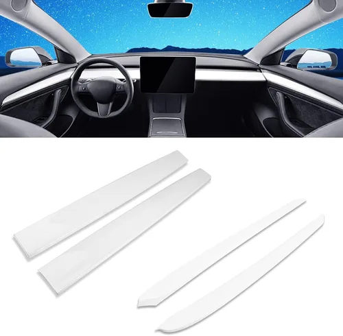Vista 18 de x xotic tech Cubierta de panel de consola central con patrón de fibra de carbono brillante, compatible con Tesla Model 3 2017 2018 2019 2020 2021
