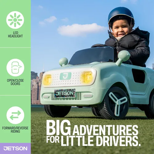 Vista 5 de Jetson Mako Niños Coche Eléctrico con Asistencia de Motor por Empuje, 3 Modos: Empuje, Conducción o Control Remoto, Velocidad Máxima de 3 mph