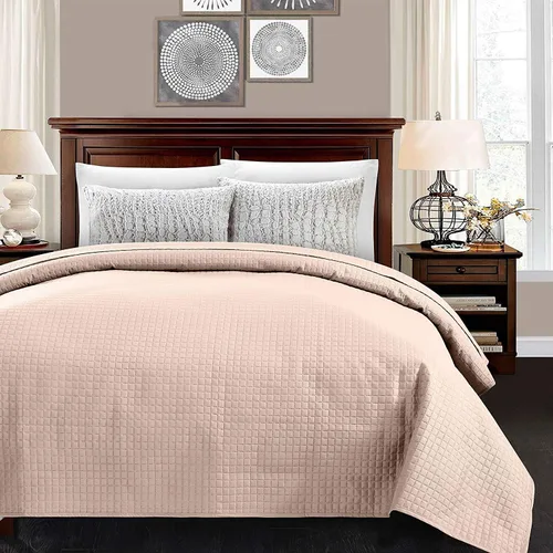 Vista 10 de Alpha Home - Colcha de cama ligera y acolchada, diseño de cuadros., Microfibra, Negro, Full/ Queen