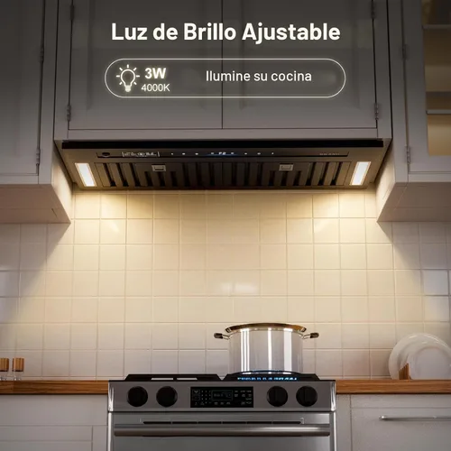Vista 8 de BRANO Inserto de campana extractora de 30 pulgadas, 900 CFM con control de voz/gestos/táctil, ventilación de campana de cocina integrada