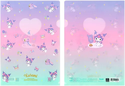Vista 3 de Cute Kitty Character Friends Melody Kuromy Suministros Escolares Suministros de Oficina Carpeta en L Soporte de Papel Juego de 2 Piezas (1 Juego)