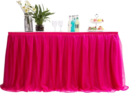 Vista 14 de Falda para mesa de tutú de tul, decoración de mesa rectangular o redonda para fiesta de boda, dama de honor, hermana, disfraz, moda de lujo Tutu-azul