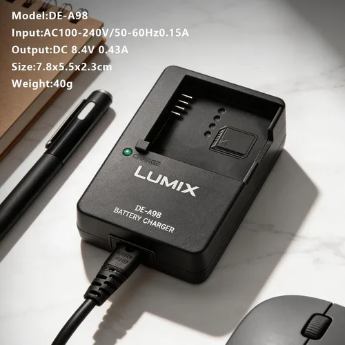 Vista 4 de Cargador DE-A98 compatible con cámara Panasonic LUMIX A98B A98C DE-A99 Fuente de alimentación de batería de cámara