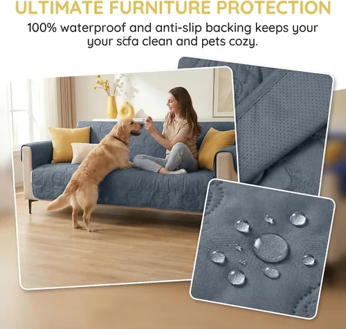 Vista 6 de Kritter Planet Funda antideslizante para sofá para mascotas, funda impermeable para cama de perro, lavable y protector de muebles para perros