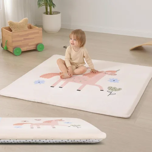 Vista 21 de Tapete de juego ultra suave para bebé, tapete redondo de espuma elástica de 1.3 pulgadas de grosor de 47 pulgadas para niños pequeños, parte trasera