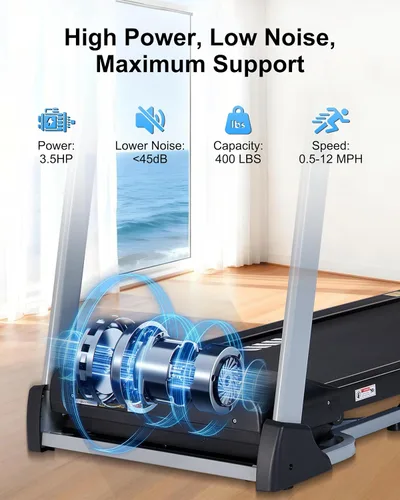 Vista 5 de Ateedge Cinta de correr resistente para el hogar, 18% de inclinación automática, capacidad de 400 libras, 3.5 HP, velocidad de 0.5 a 12 MPH