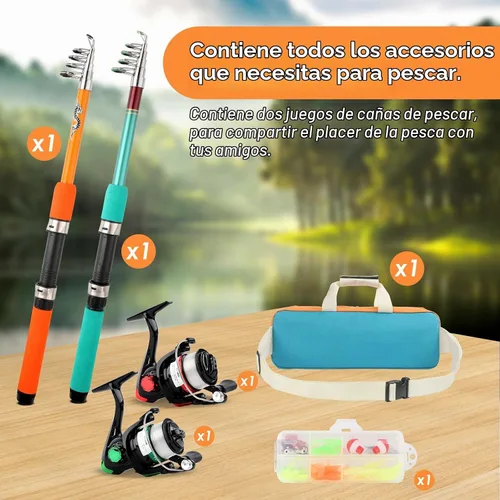 Vista 2 de Telescopic Fishing Pole Set with Spinning Reel Lure Hook Storage Bag