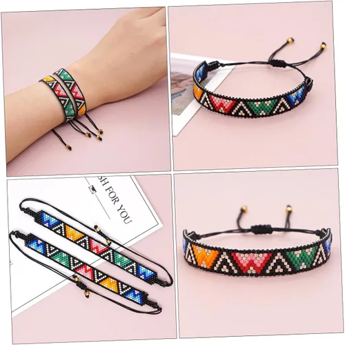 Vista 7 de KESYOO Muñequeras para mujer, pulseras geométricas de cuentas, pulseras ajustables para mujer, pulsera para dijes, pulsera dorada ajustable, pulsera