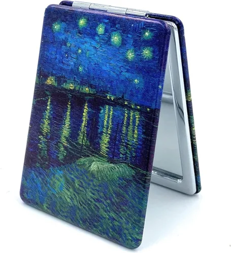 Vista 8 de Bonito espejo compacto de mano para niñas, espejo plegable para monederos, pequeño espejo de maquillaje, tamaño de bolsillo, espejo cosmético