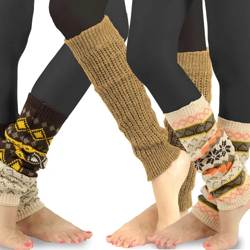 Vista 7 de TeeHee - Calentadores de pierna hasta la rodilla, extra largos hasta el muslo, puños para botas para mujer, multipares de regalo para ella 3 pares