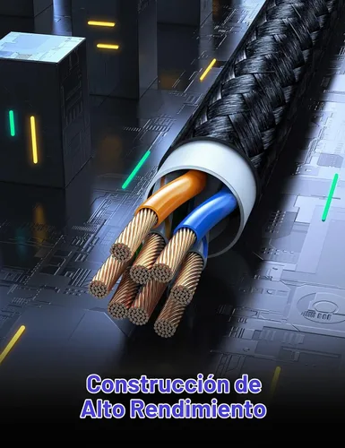 Vista 6 de UGREEN Cable Ethernet Cat 6 trenzado Cat6 Gigabit de alta velocidad 1000Mbps cable de Internet RJ45 blindado cable LAN de red compatible con PC