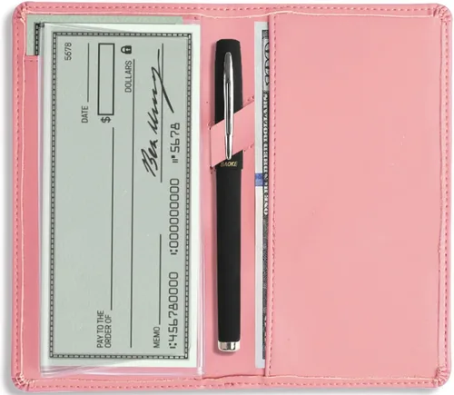 Vista 20 de Sanlykate Funda de libro de cheques de cuero para hombres y mujeres, estuche de libro de cheques con bloqueo RFID con tarjetero y divisor gratuito