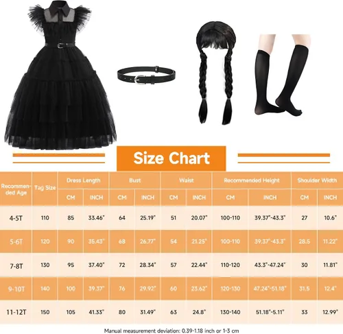 Vista 5 de Hellet Girls Cosplay Costume Dress for Family Kids Costumes Black Dance Princess for Halloween School Party