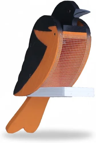 Vista 9 de Comedero colgante para pájaros al aire libre, comedero de madera con forma de pájaro cardenal con cabezal de recarga fácil, comederos para pájaros