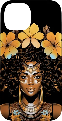 Vista 4 de iPhone 12 mini Orquídeas Afro Afro Orquídeas Flor Corona Negro Orgullo Caso