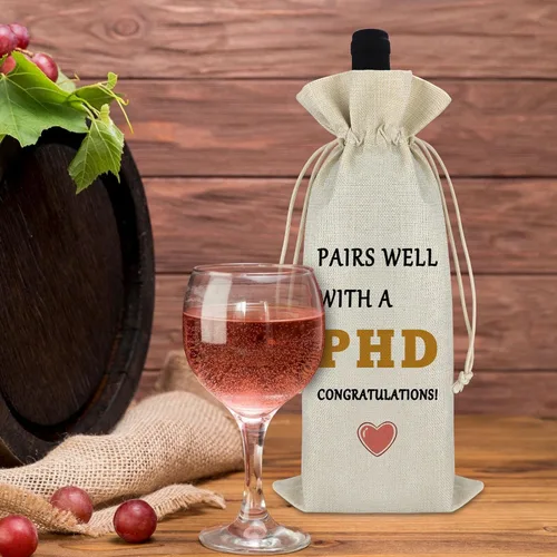 Vista 4 de PHD - Regalo de graduación, regalo de graduación, bolsa de vino para hijo e hija, bolsa de vino con cordón, regalo de felicitaciones