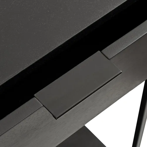 Vista 9 de Kate and Laurel Malone - Mesa consola moderna de madera con estante de madera; 36 x 13 x 31; negro; mesa de entrada de madera de transición