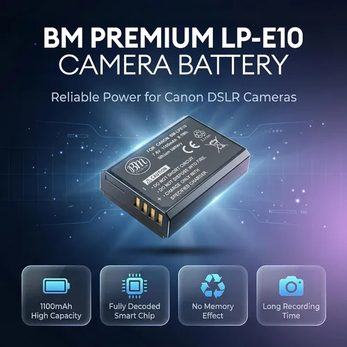Vista 3 de BM Premium Batería LP-E10 para Canon EOS Rebel T3, T5, T6, T7, T100, Kiss X50, Kiss X70, T100, EOS 1100D, EOS 1200D, EOS 1300D, EOS 1500D, EOS