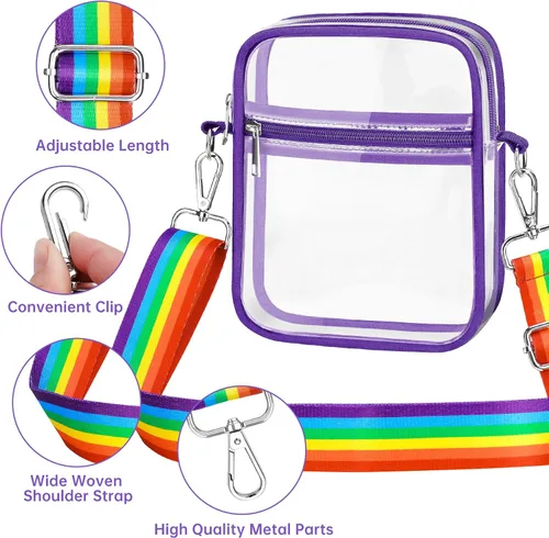 Vista 3 de Aphlos PVC Clear Crossbody Bag with Adjustable Straps, Versatile Waterproof Transparent Skateboard Backpack 5.9x7.8x1.6 Inch