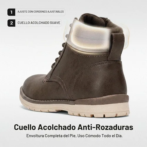 Vista 4 de Vostey Botas de senderismo para hombre, botas casuales para hombre marrón (673-darkbrown)