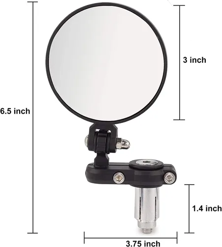 Vista 4 de 001-B Cafe Racer - Espejos plegables para motocicleta, retrovisor, color negro, para manillares de 7/8 pulgadas, compatibles con motos de calle