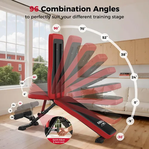 Vista 3 de FLYBIRD Adjustable Weight Bench, Full Body Workout Bench for Home Garage Gym Strength Training, Incline Flat Decline for Sit Up Bench Press