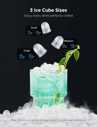 Vista 4 de GoveeLife - Máquina inteligente para hacer hielo de encimera, máquina portátil para hacer hielo con control de voz, 9 cubos de hielo en 6 minutos, 3