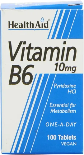 Vista 3 de Health Aid Vitamina B6 (Piridoxina HCl) 10 mg 100 Tabletas