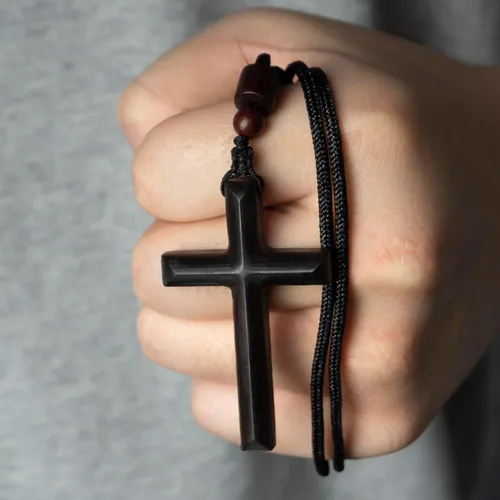 Vista 5 de Collar de cruz de madera para hombres, mujeres, niños y niñas, regalo de cadena de cruz de madera natural, collar de crucifijo cristiano católico