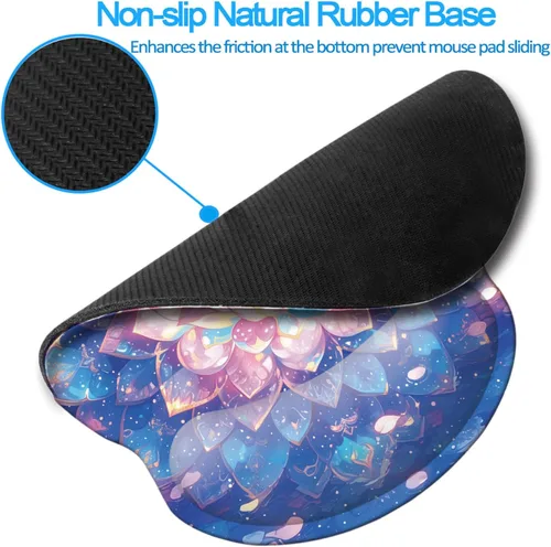 Vista 5 de Alfombrilla ergonómica de espuma viscoelástica para mouse con soporte de muñeca, cómoda alfombrilla acolchada de 9 x 10 pulgadas, alfombrilla