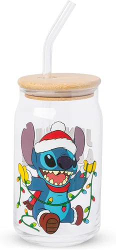 Vista 9 de Silver Buffalo Disney Alice in Wonderland Tarro de vidrio con tapa de bambú y pajita de vidrio, 16 onzas